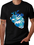 Wave Heart Black T-Shirt