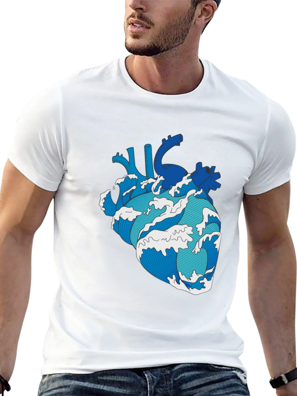 Wave Heart Black T-Shirt