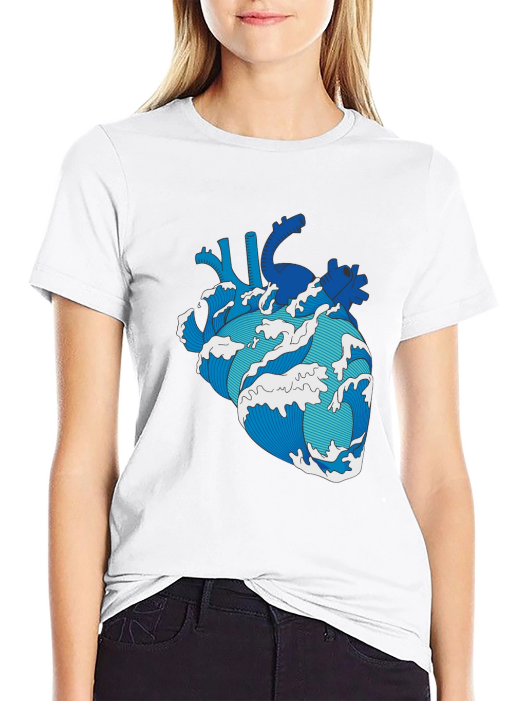 Wave Heart Black T-Shirt
