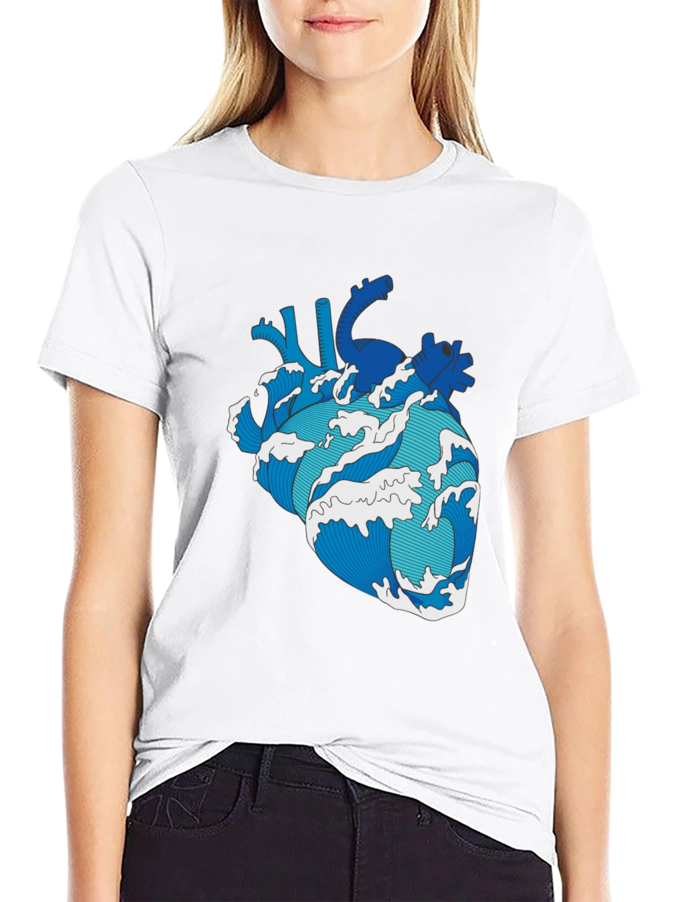 Wave Heart Black T-Shirt