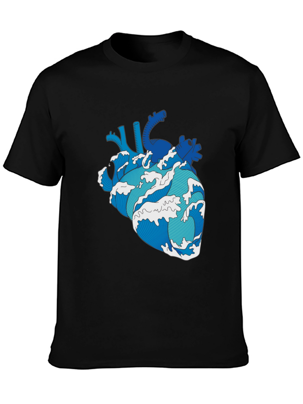 Wave Heart Black T-Shirt