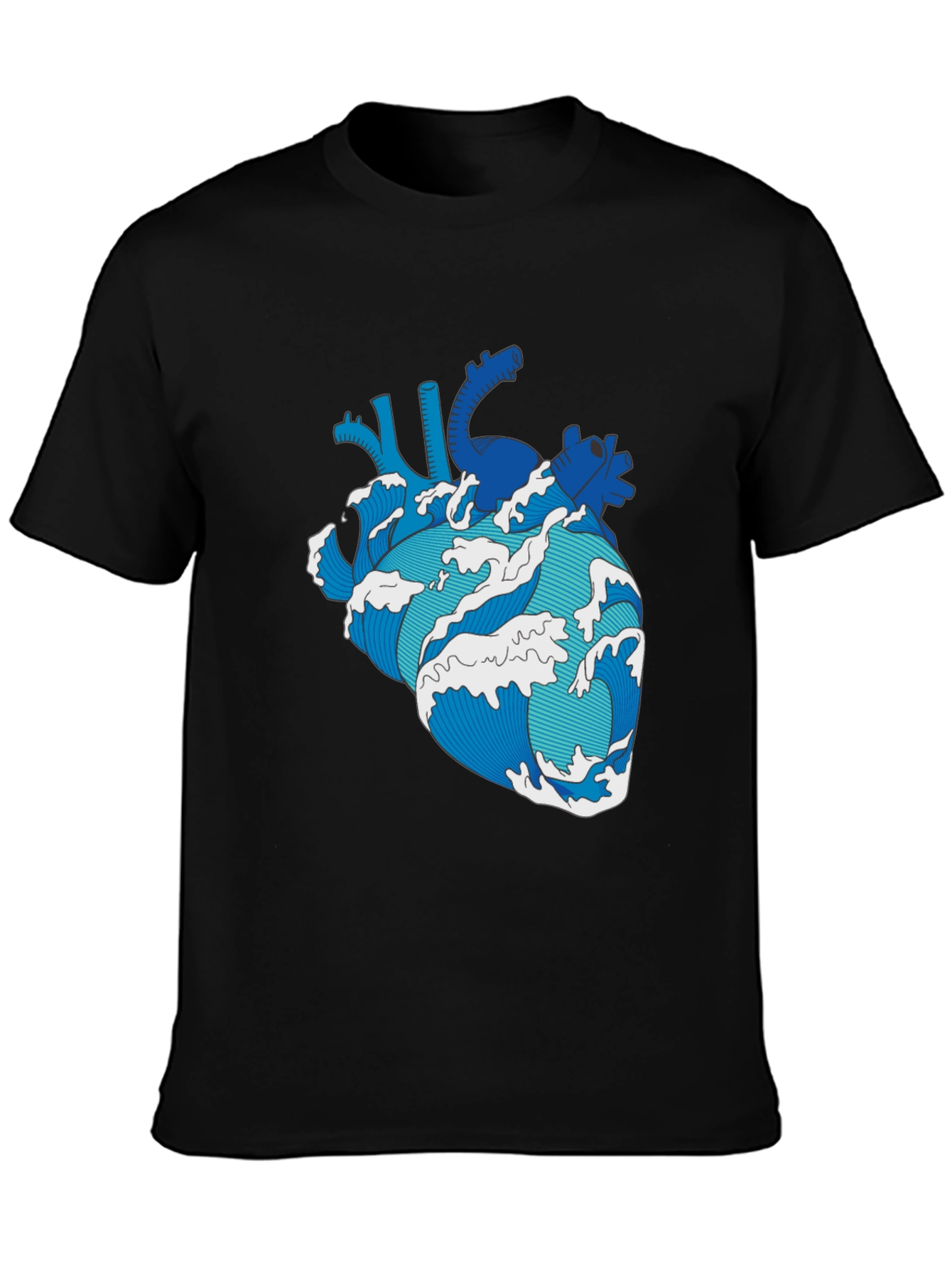 Wave Heart Black T-Shirt