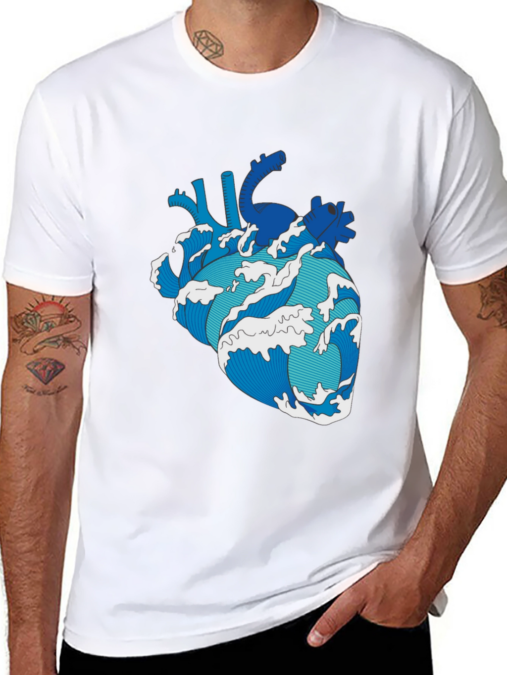 Wave Heart Black T-Shirt