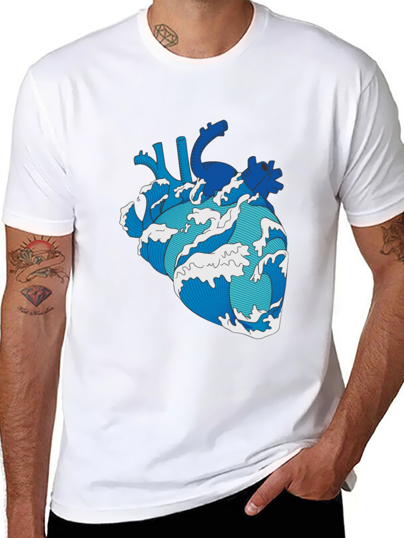 Wave Heart Black T-Shirt