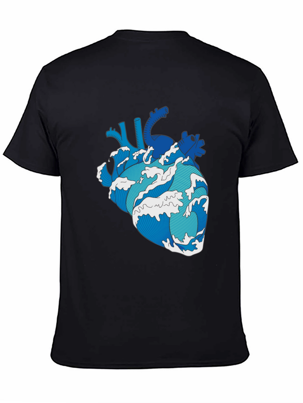 Wave Heart Black T-Shirt