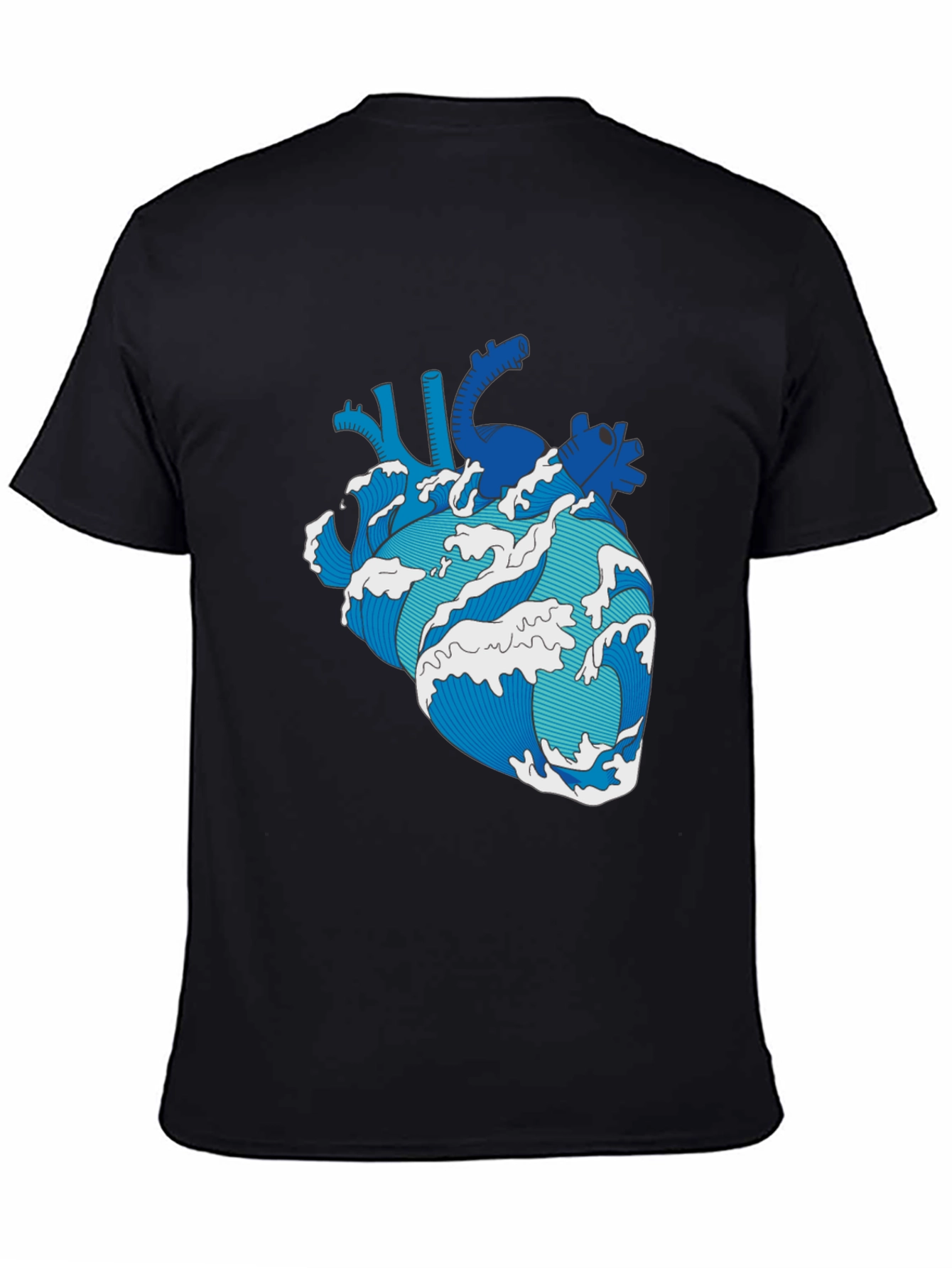 Wave Heart Black T-Shirt