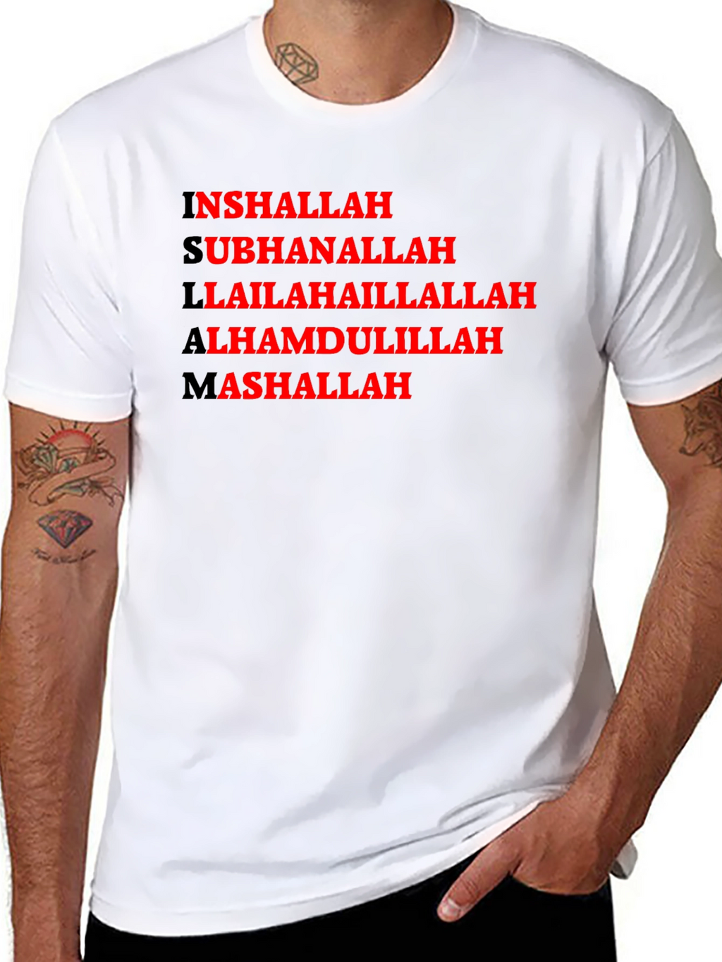 Islamic Calligraphy T-Shirt - Inshallah Subhanallah Alhamdulillah