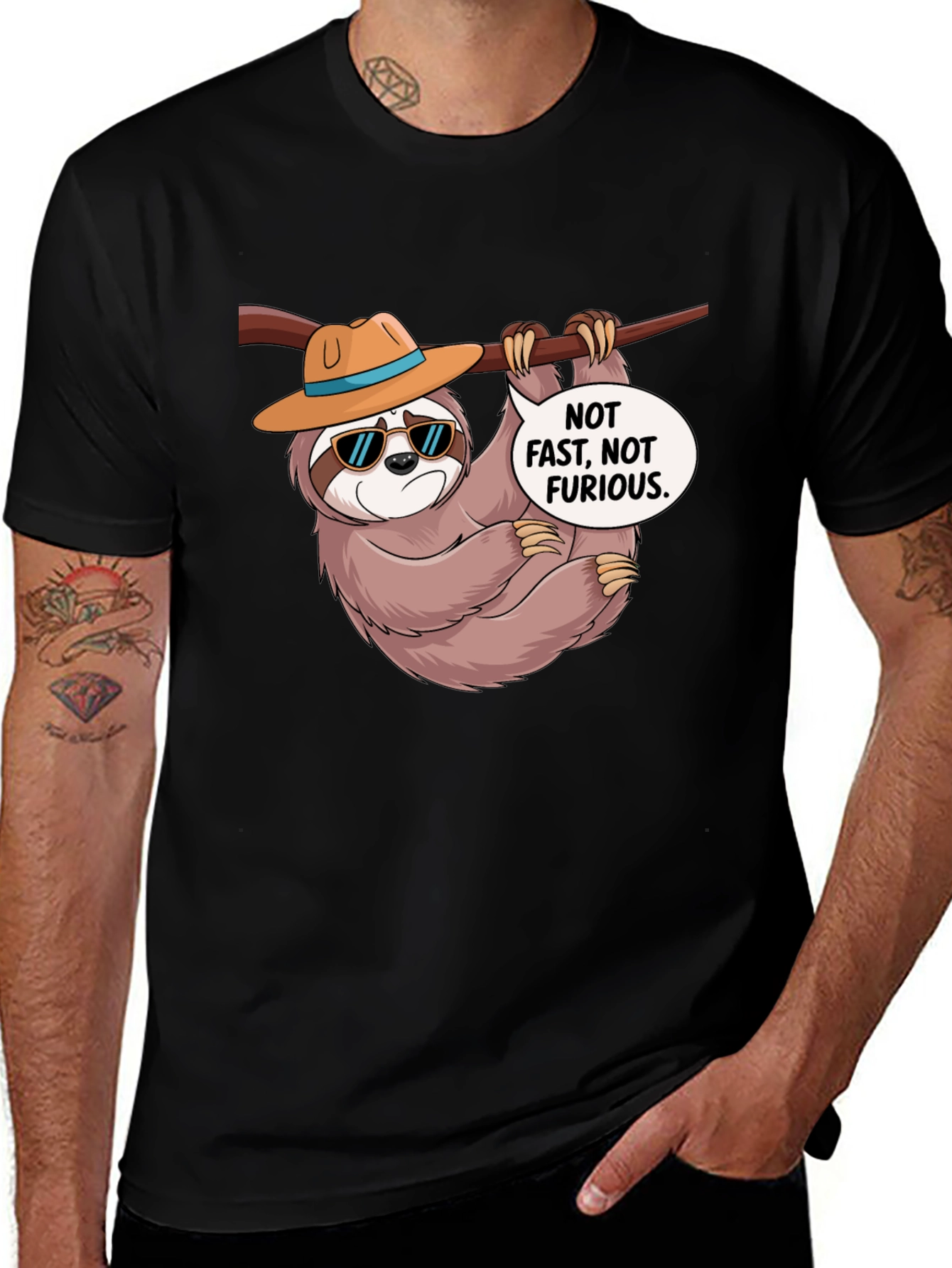 Funny Sloth T-Shirt: Not Fast Not Furious Graphic Tee