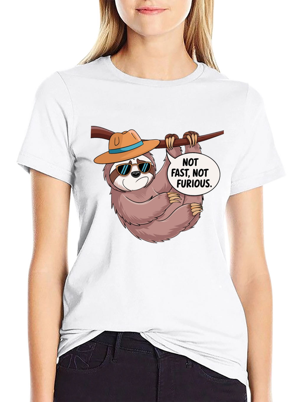 Funny Sloth T-Shirt: Not Fast Not Furious Graphic Tee