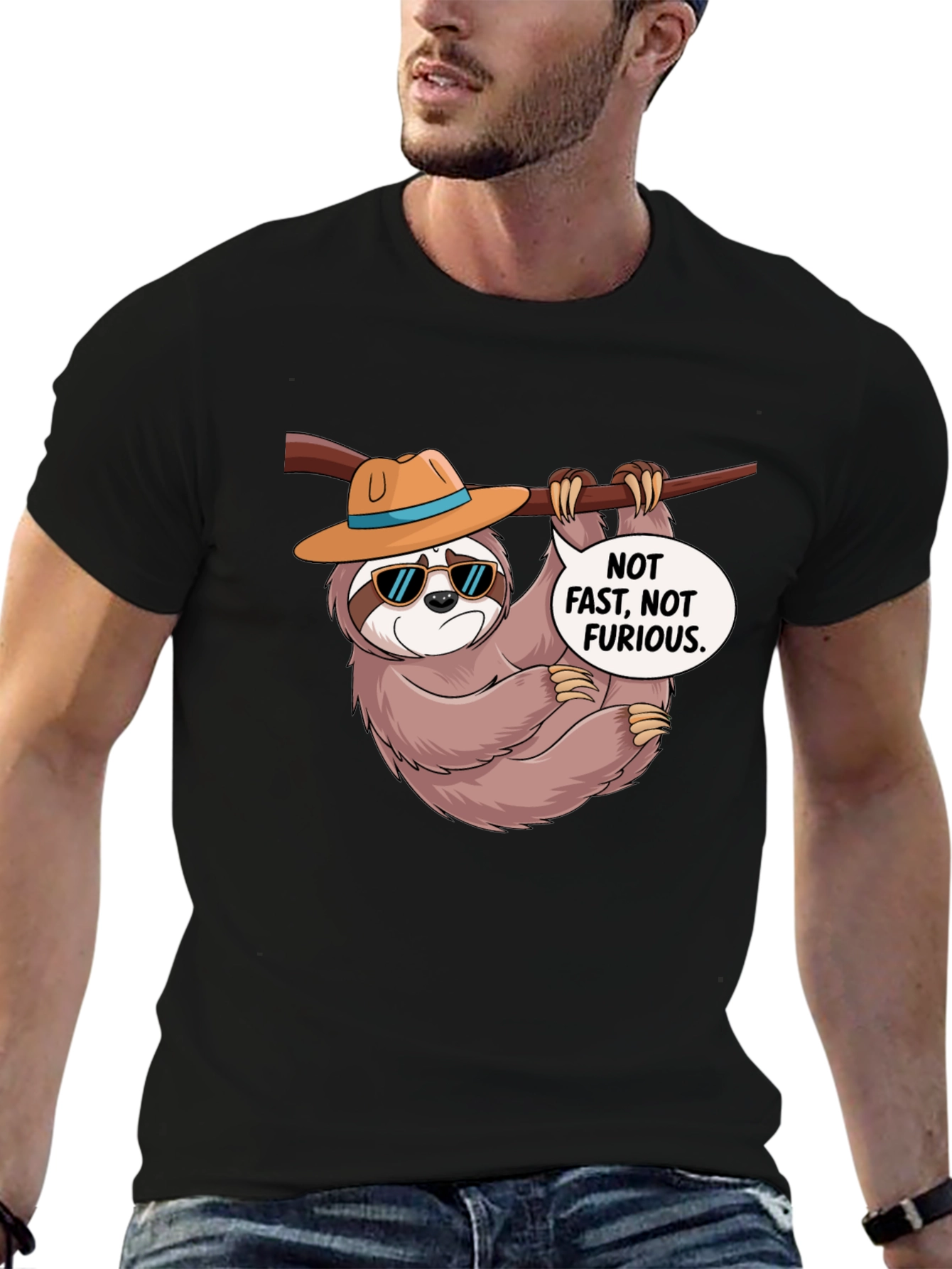Funny Sloth T-Shirt: Not Fast Not Furious Graphic Tee