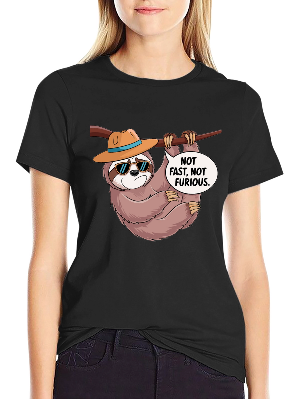 Funny Sloth T-Shirt: Not Fast Not Furious Graphic Tee