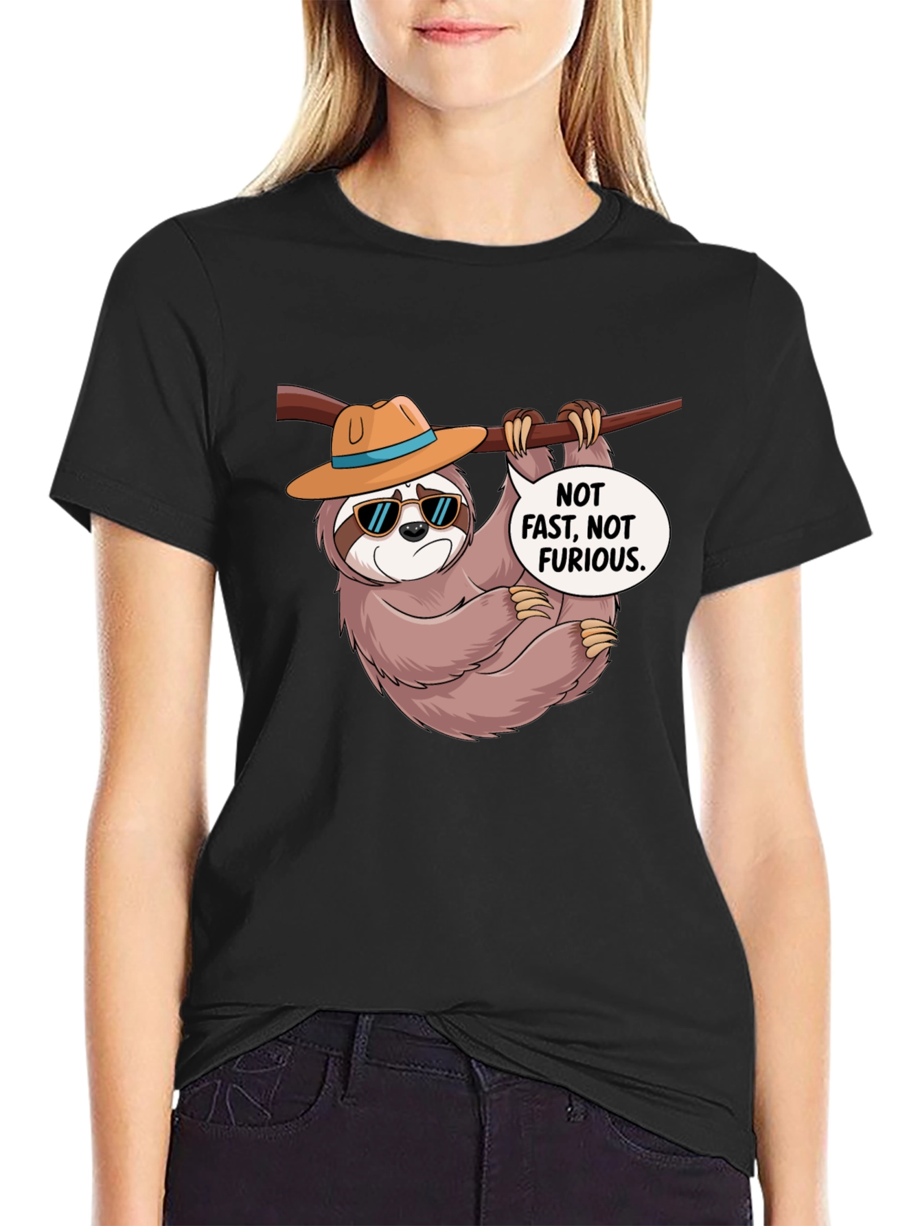 Funny Sloth T-Shirt: Not Fast Not Furious Graphic Tee