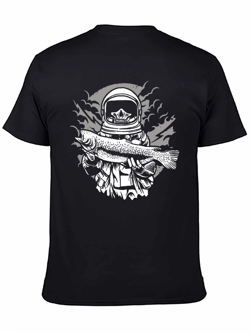 Astronaut Skeleton Fish Graphic Tee - Black