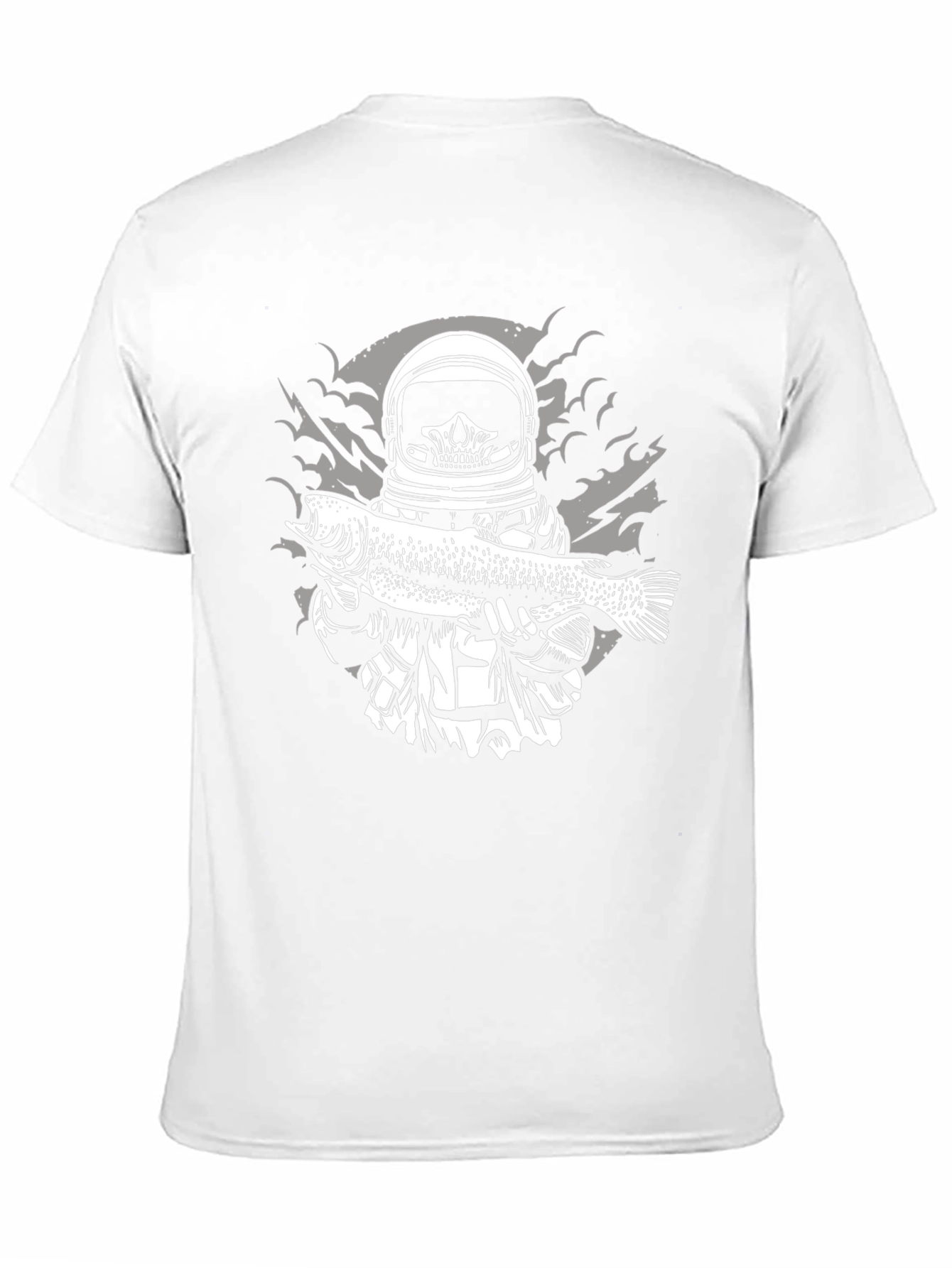 Astronaut Skeleton Fish Graphic Tee - Black
