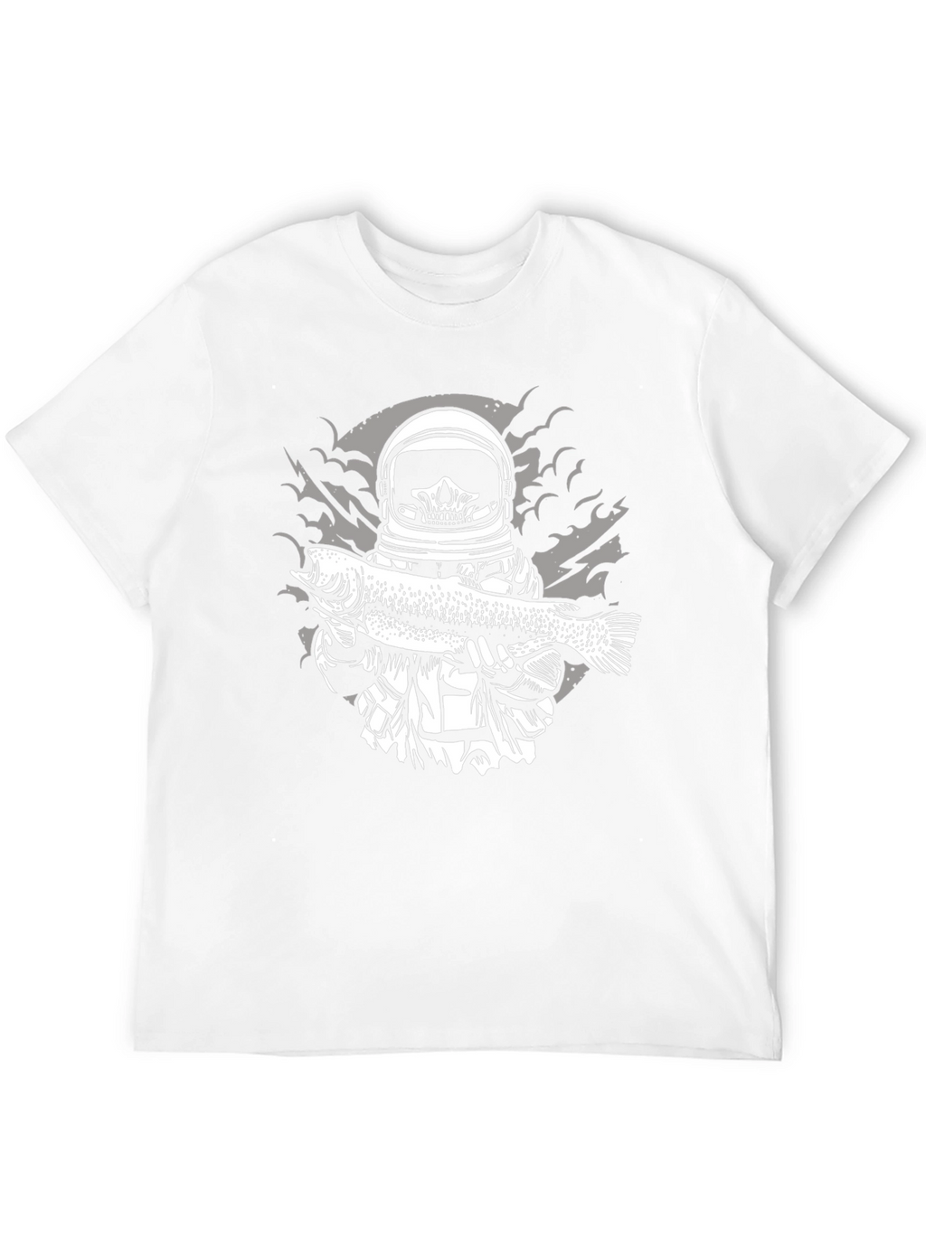 Astronaut Skeleton Fish Graphic Tee - Black