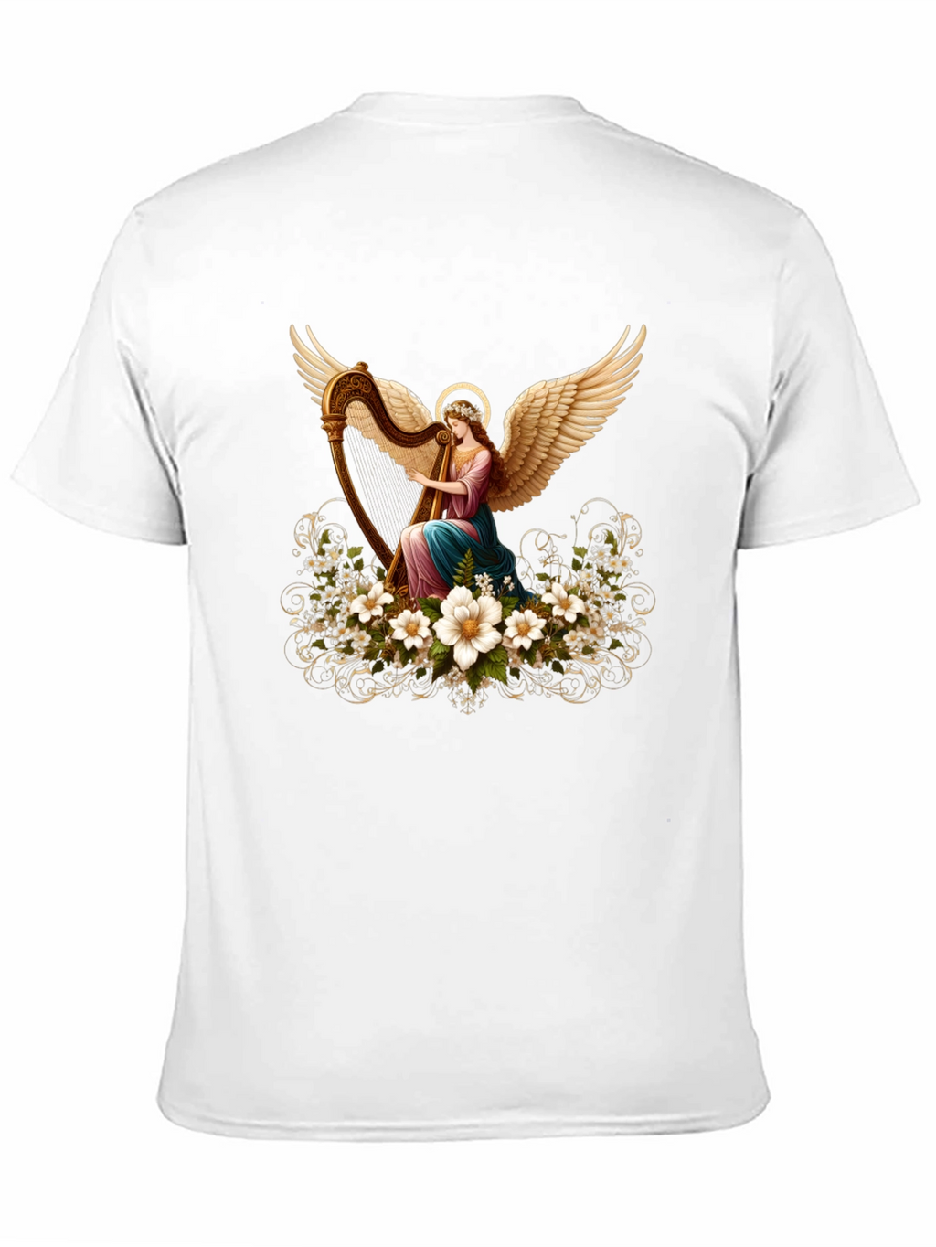 Angel Harpist T-Shirt - Elegant Spiritual Design