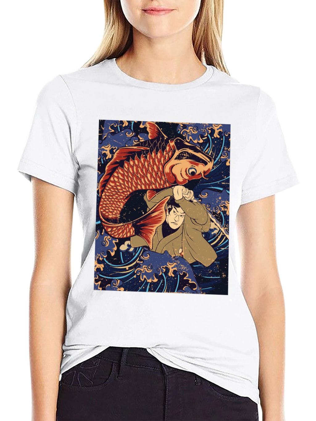 Koi Fish & Samurai T-Shirt - Graphic Tee