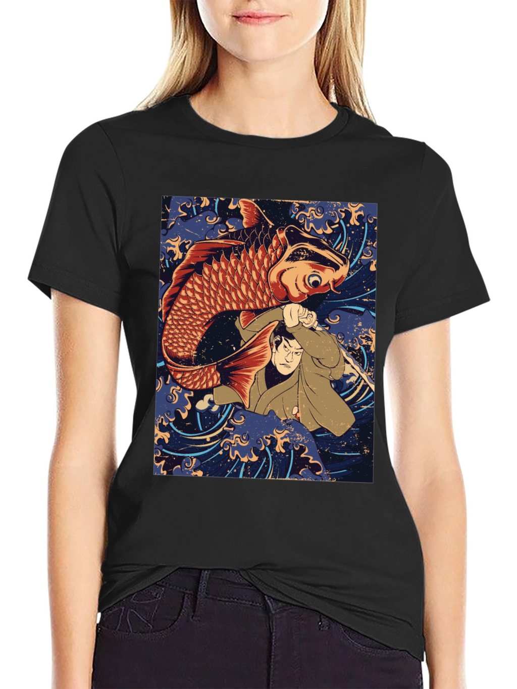 Koi Fish & Samurai T-Shirt - Graphic Tee