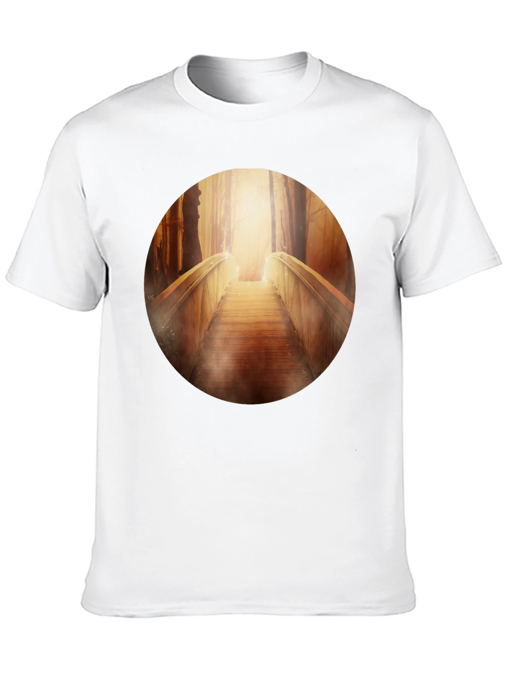 Wooden Bridge Graphic Tee - Forest Pathway T-Shirt