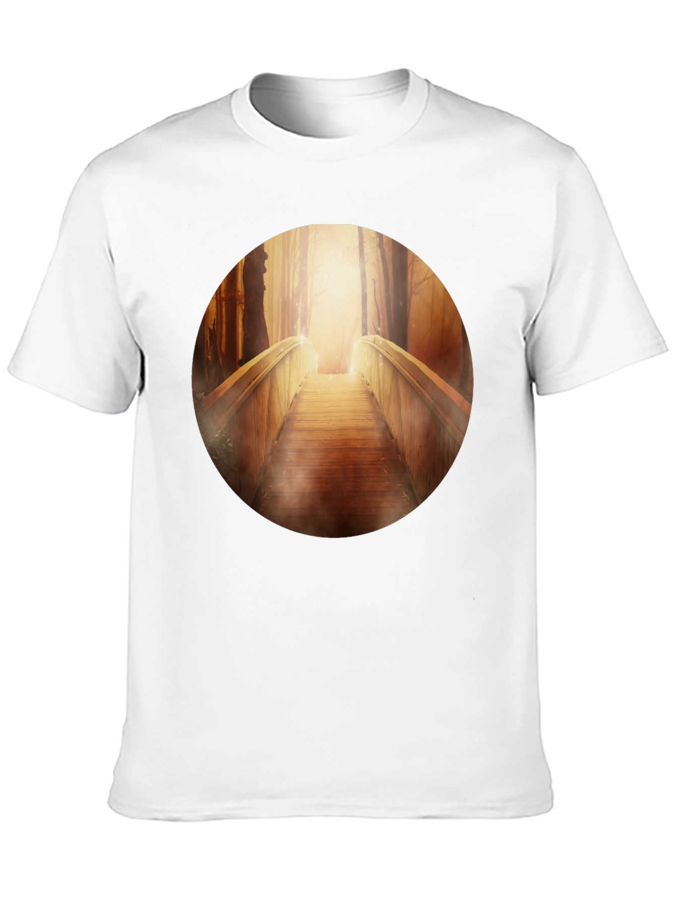 Wooden Bridge Graphic Tee - Forest Pathway T-Shirt