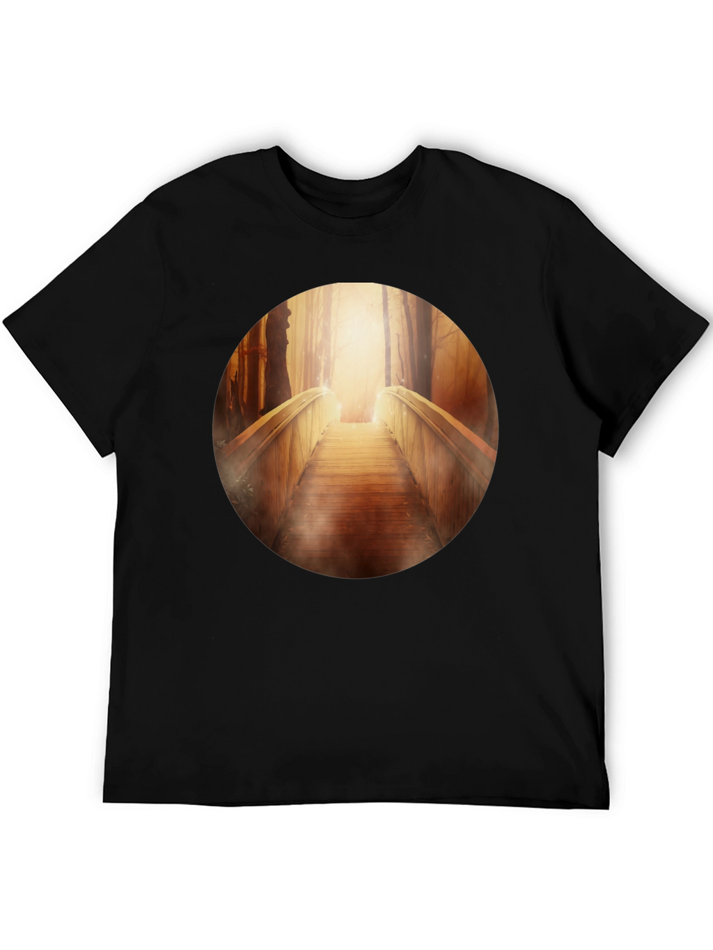 Wooden Bridge Graphic Tee - Forest Pathway T-Shirt