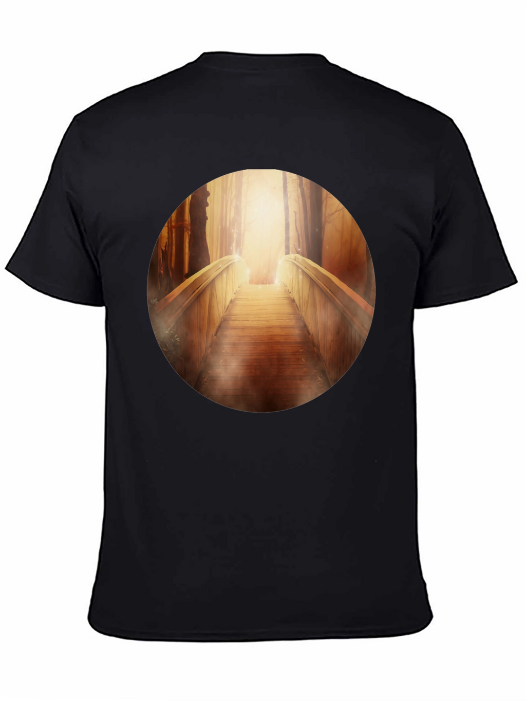 Wooden Bridge Graphic Tee - Forest Pathway T-Shirt