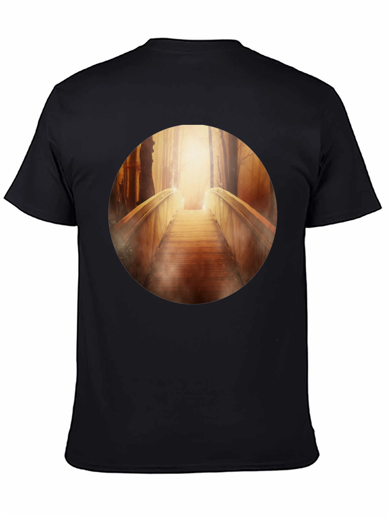 Wooden Bridge Graphic Tee - Forest Pathway T-Shirt