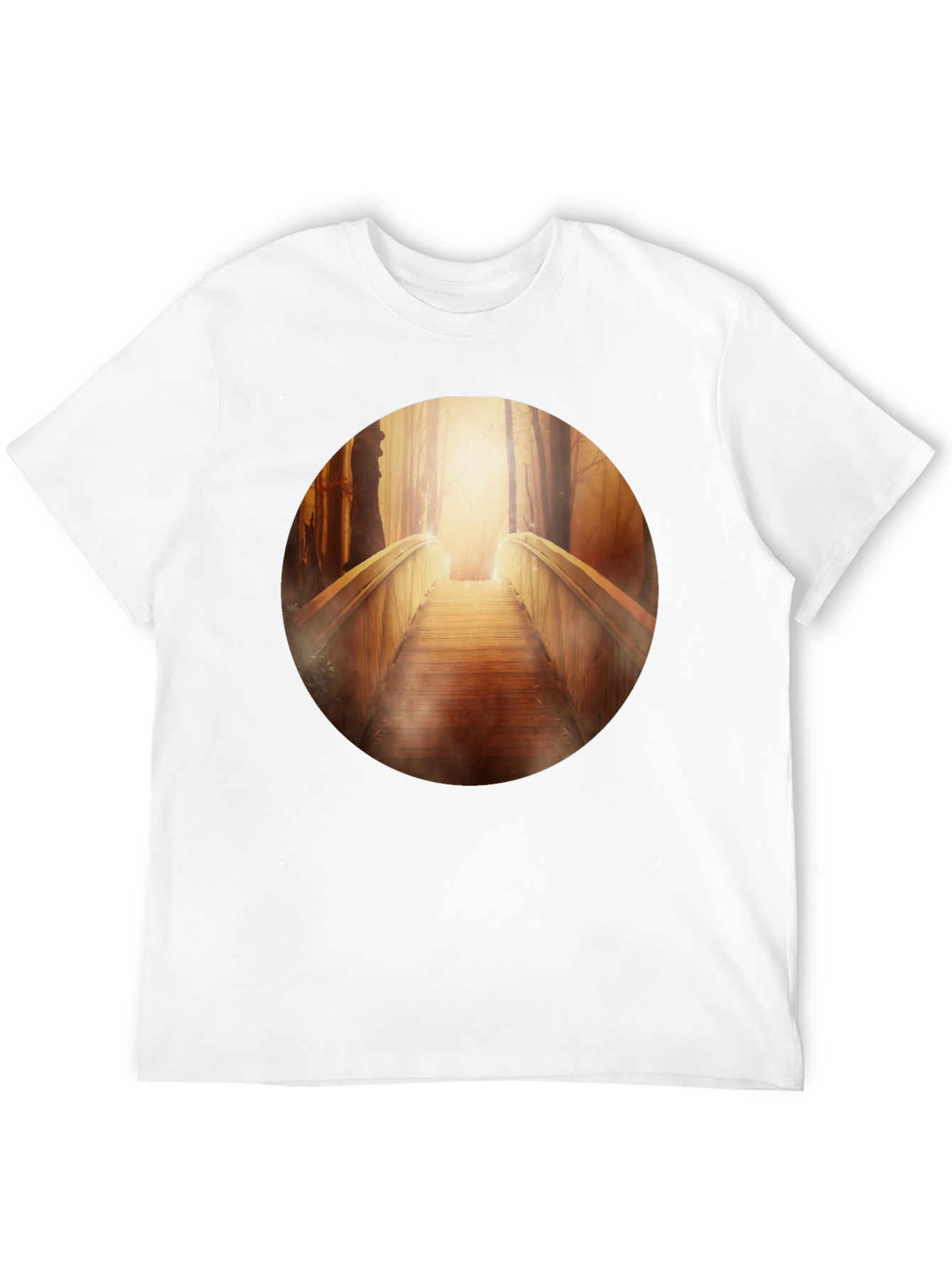 Wooden Bridge Graphic Tee - Forest Pathway T-Shirt