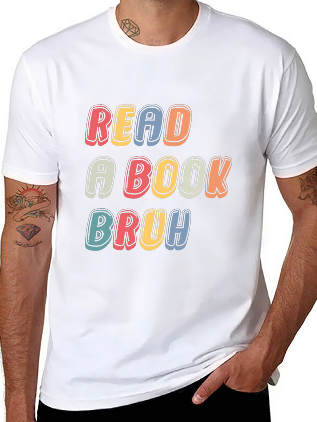 Read a Book Bruh T-Shirt - Black Casual Tee