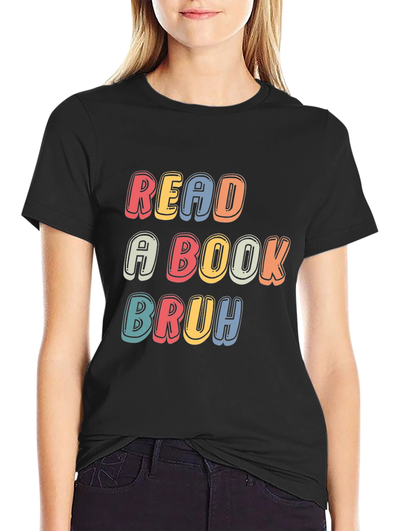 Read a Book Bruh T-Shirt - Black Casual Tee
