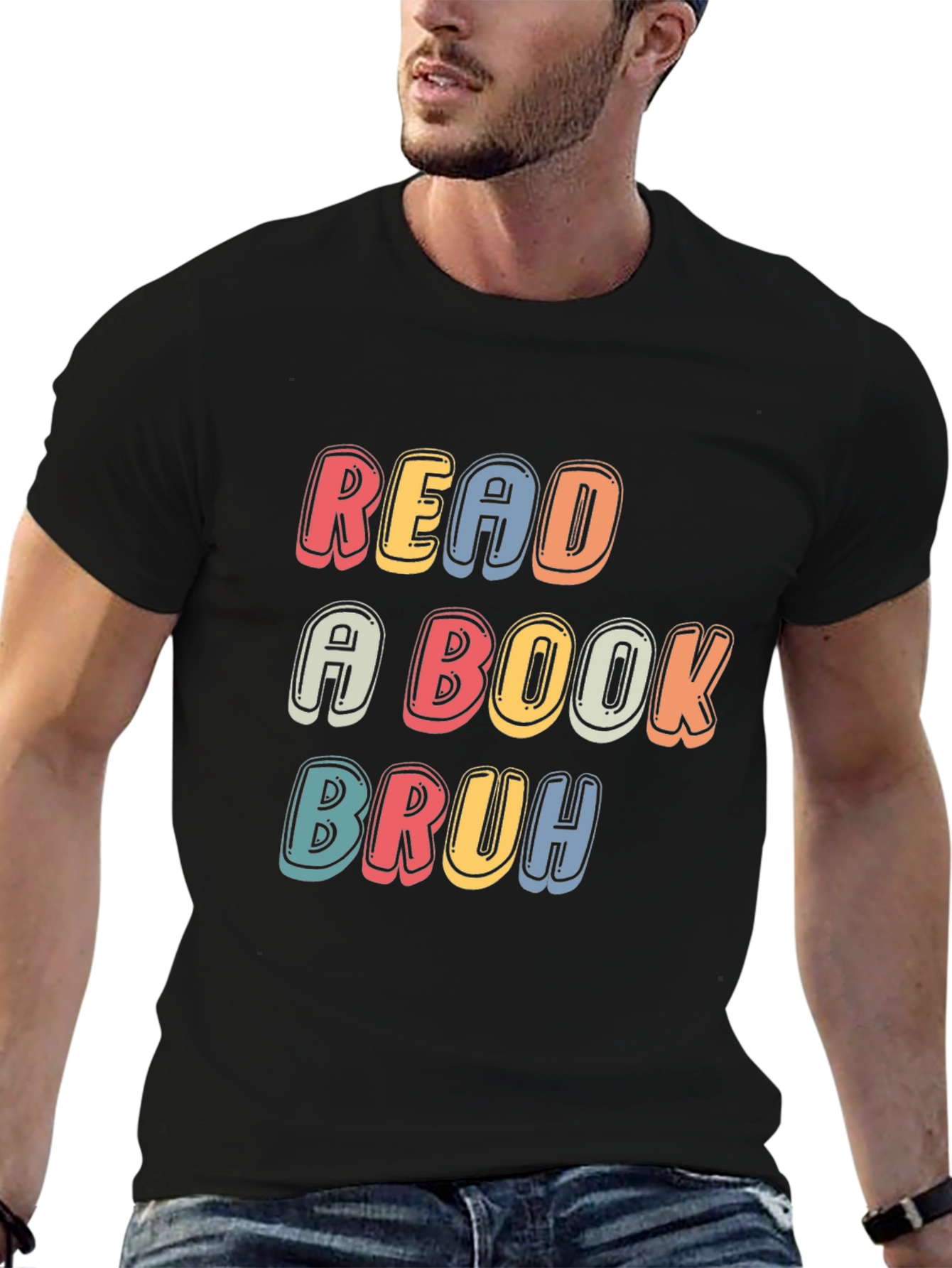 Read a Book Bruh T-Shirt - Black Casual Tee