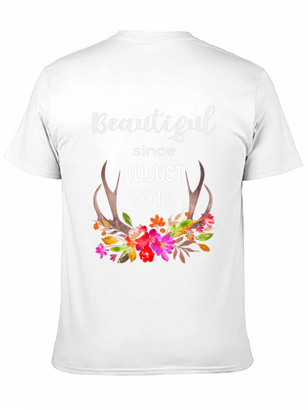 Beautiful Since August 2016 Floral Antler T-Shirt