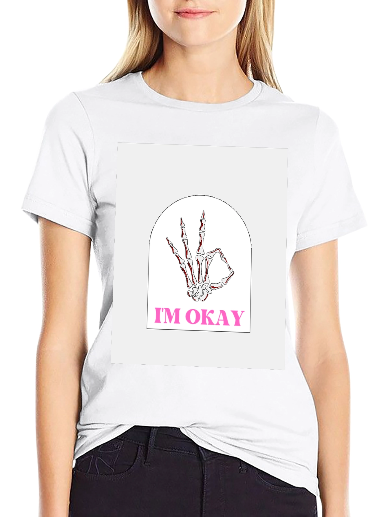 Im Okay Skeleton Hand Graphic Tee - Black