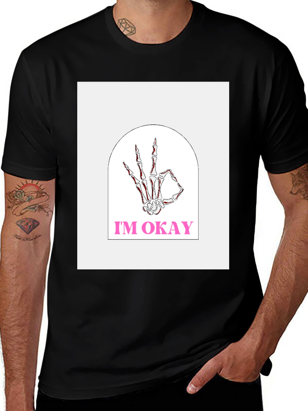 Im Okay Skeleton Hand Graphic Tee - Black