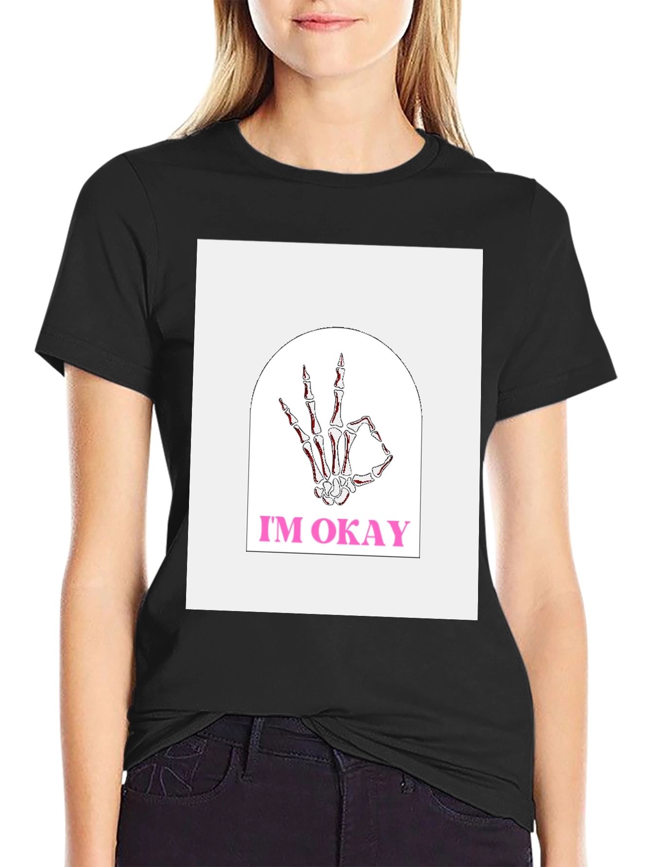 Im Okay Skeleton Hand Graphic Tee - Black