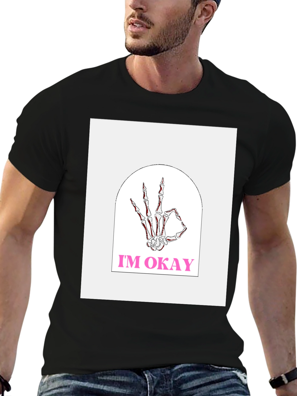Im Okay Skeleton Hand Graphic Tee - Black