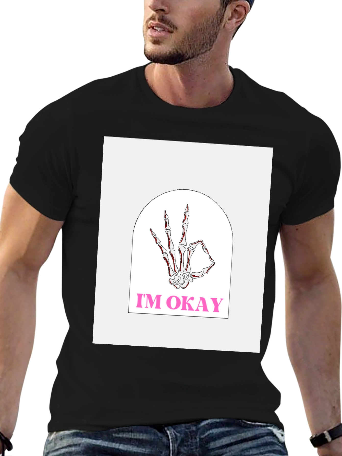 Im Okay Skeleton Hand Graphic Tee - Black