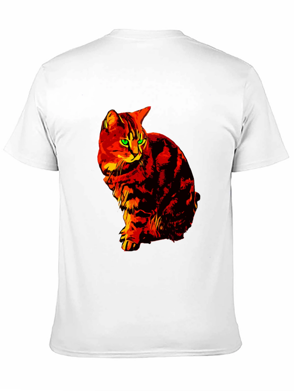 Fiery Cat Graphic Tee - Black Cotton T-Shirt