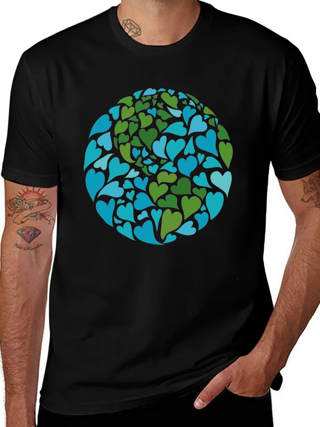 Earth Heart Design Black T-Shirt