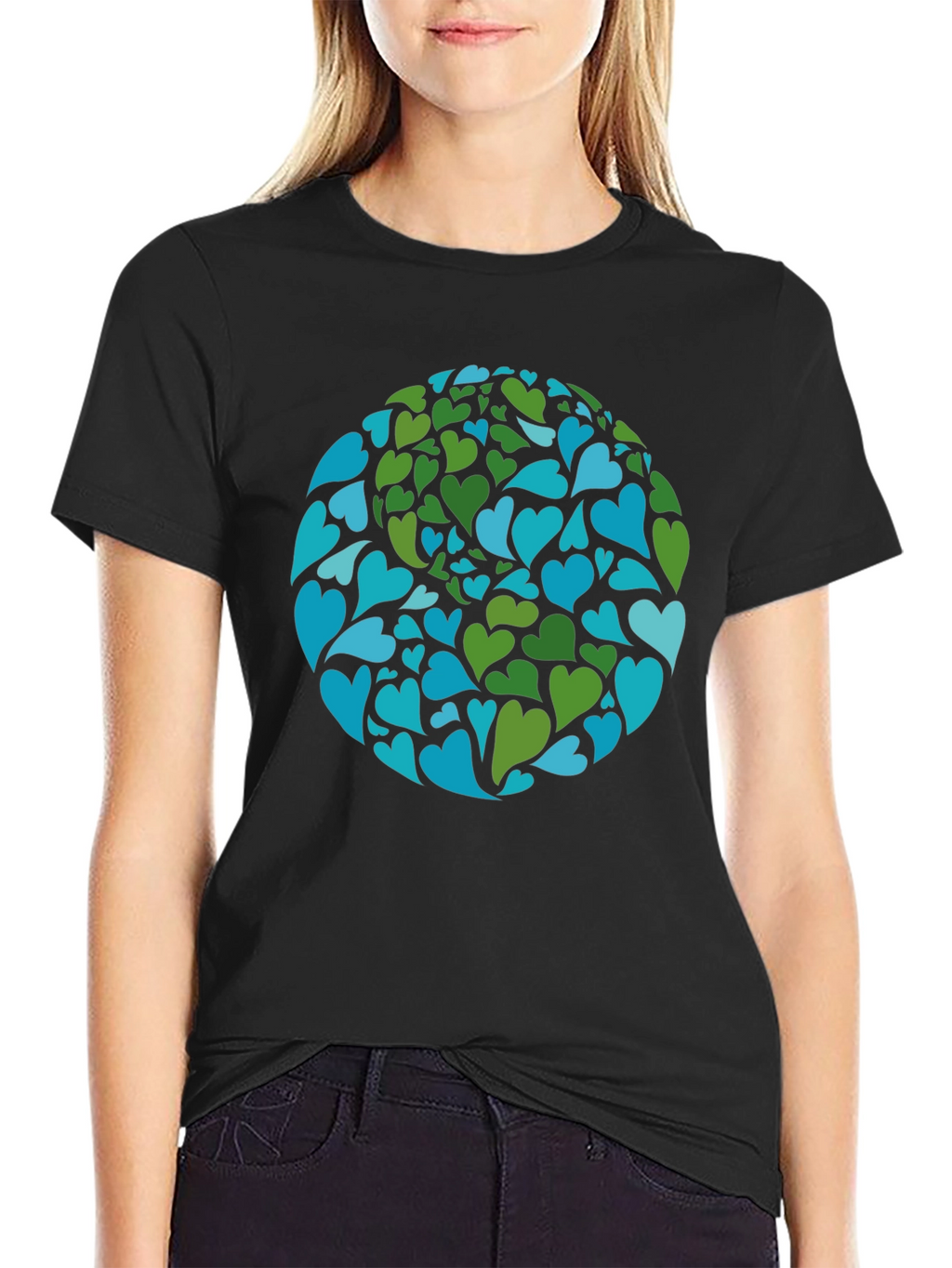 Earth Heart Design Black T-Shirt