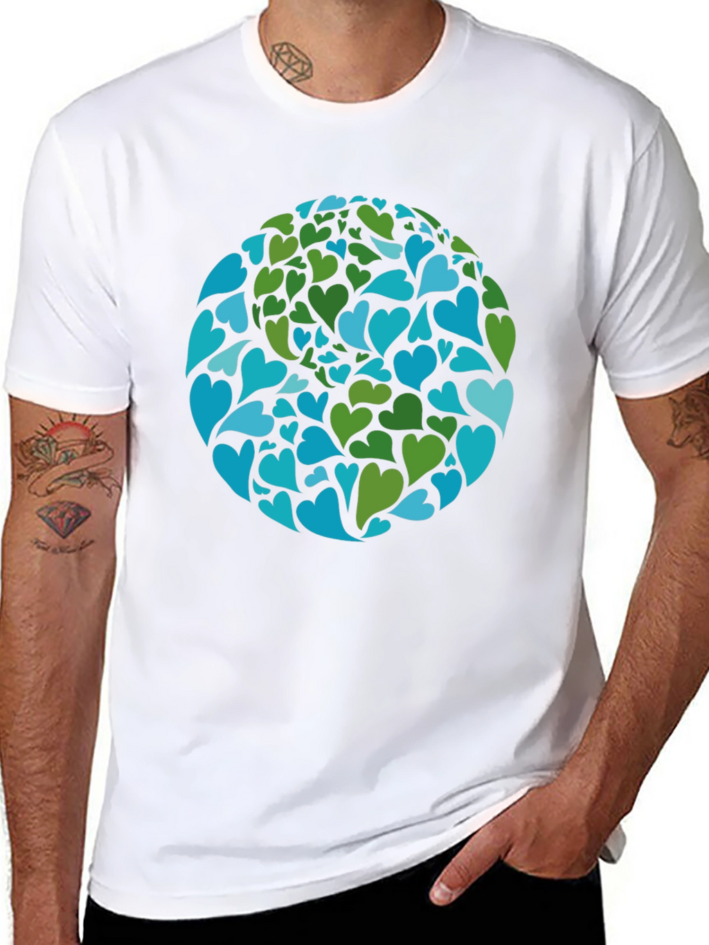 Earth Heart Design Black T-Shirt