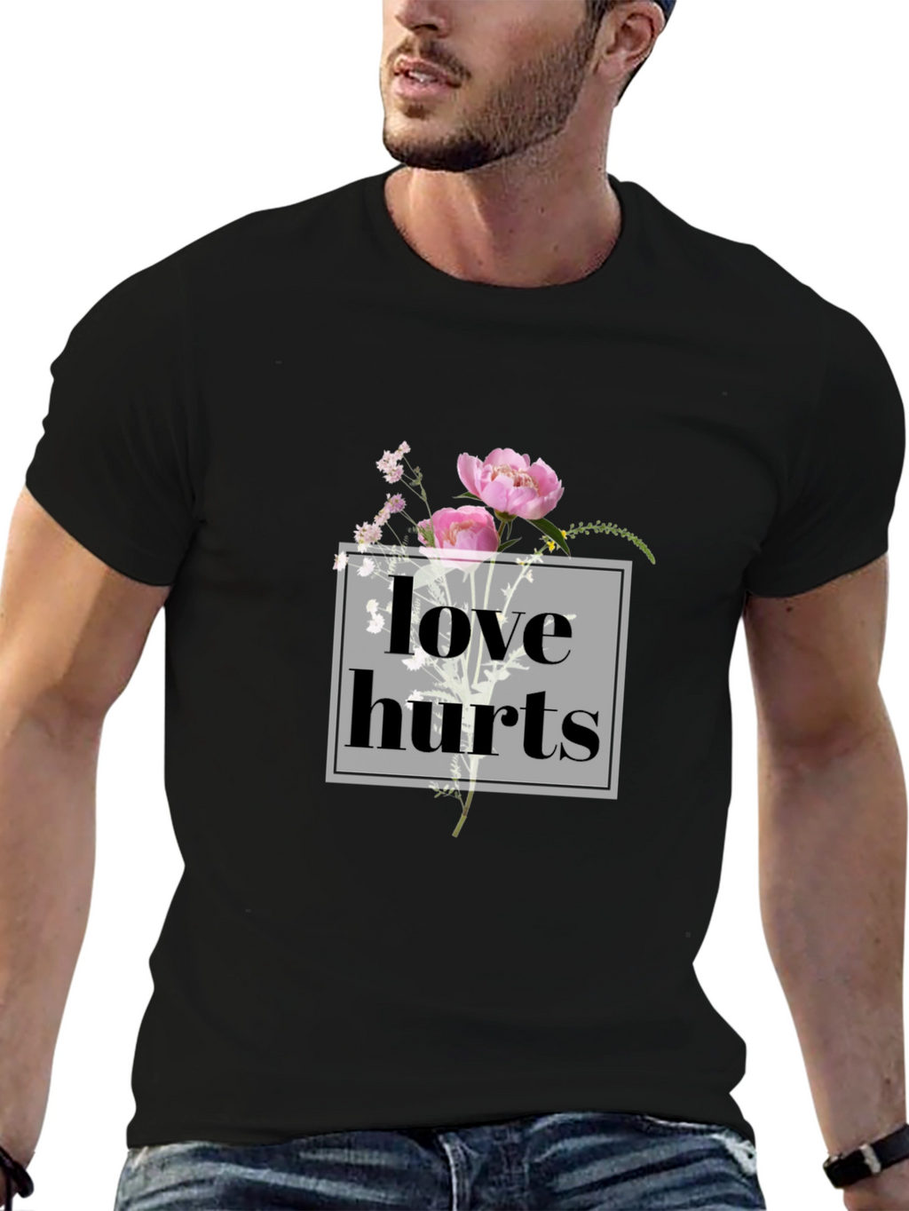 Love Hurts Floral Graphic Tee - Black