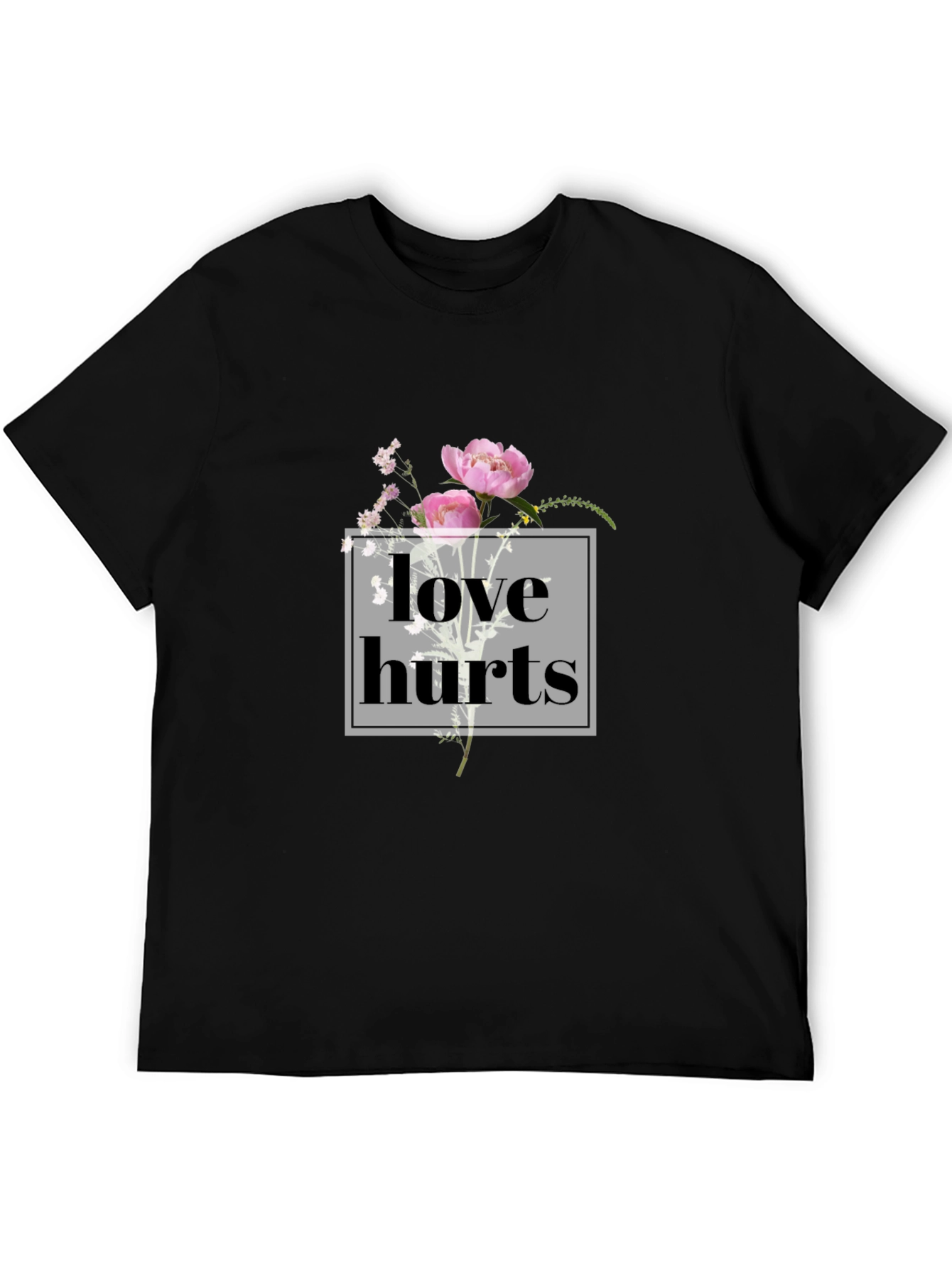 Love Hurts Floral Graphic Tee - Black