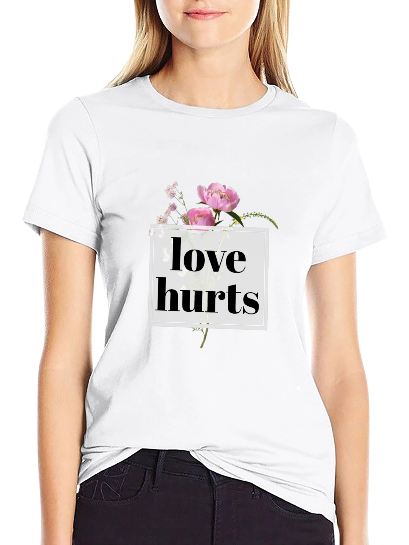 Love Hurts Floral Graphic Tee - Black