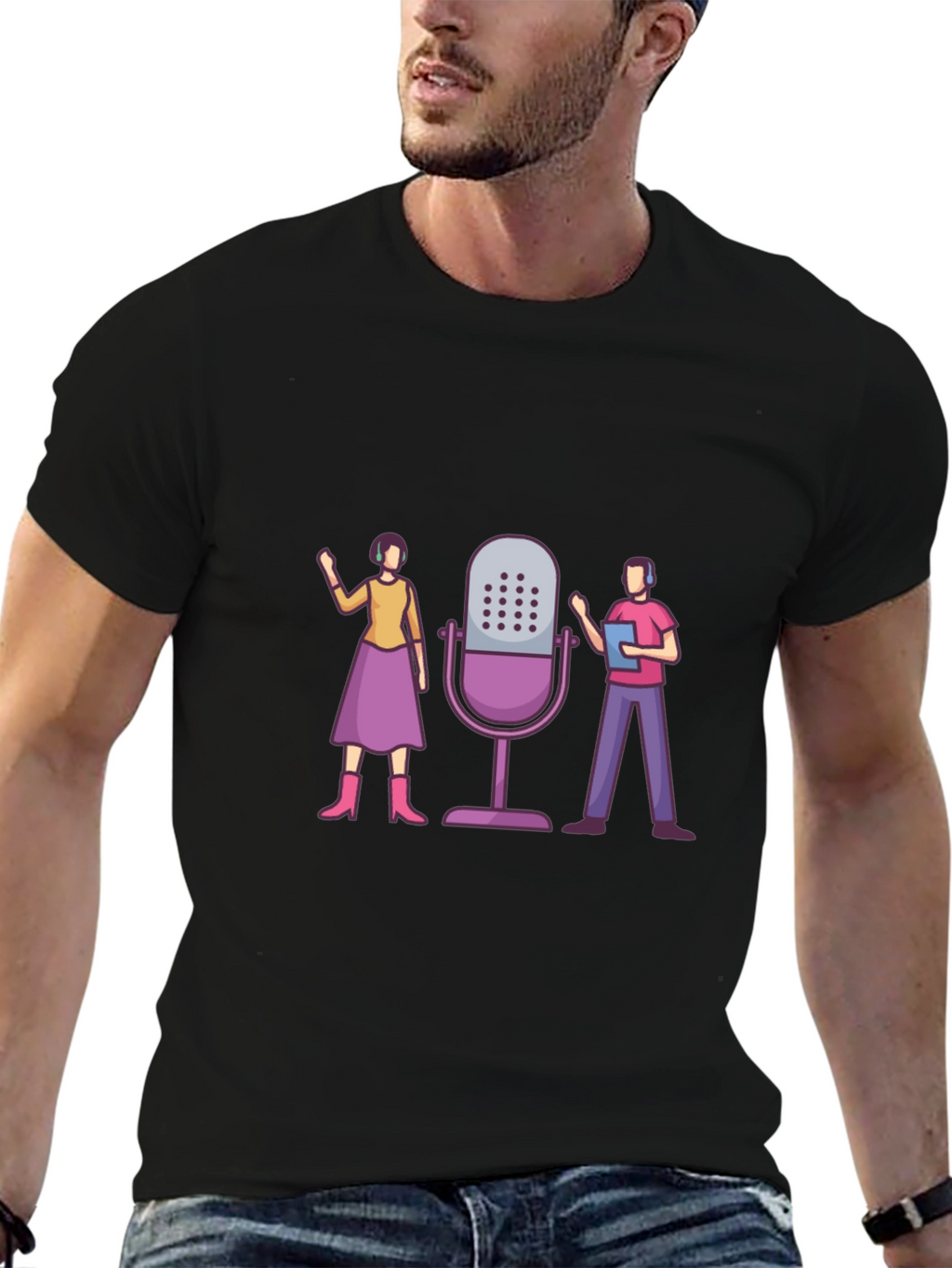 Podcast Crew Graphic Tee - Unisex Black T-Shirt