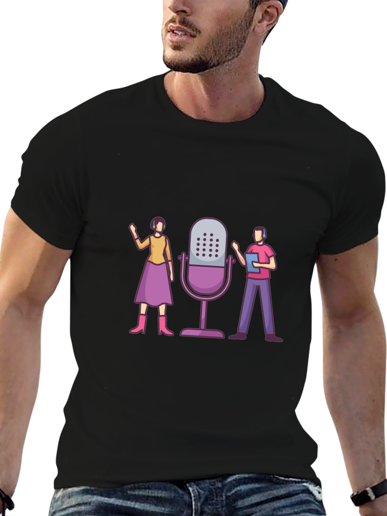 Podcast Crew Graphic Tee - Unisex Black T-Shirt