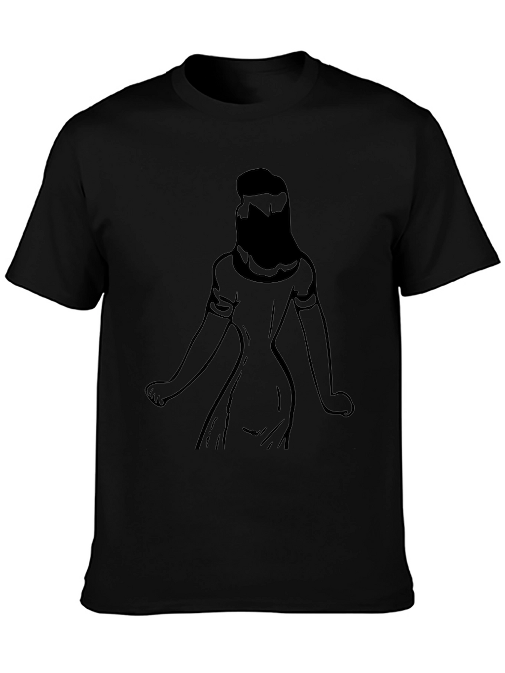 Graphic Print Tee: Woman Silhouette - Black