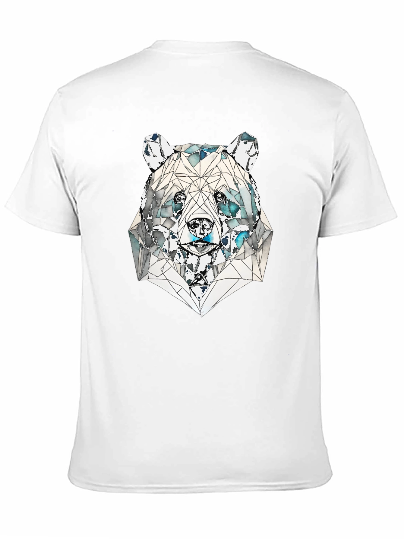Geometric Bear Graphic Tee - Black