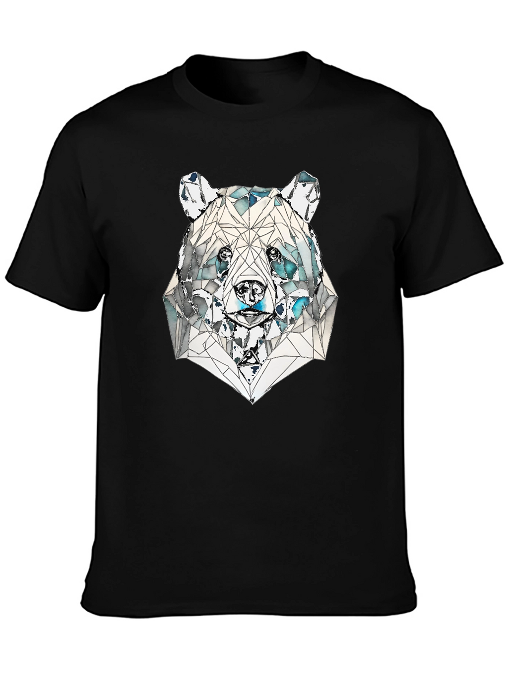Geometric Bear Graphic Tee - Black