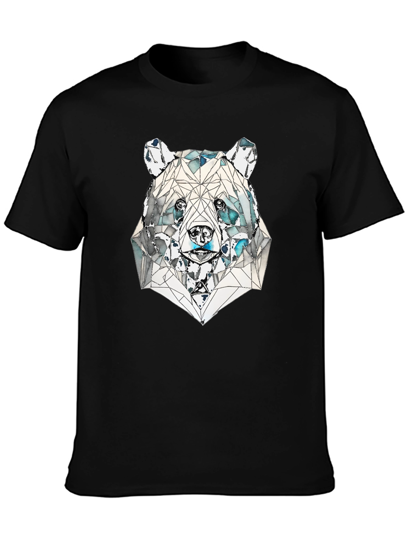 Geometric Bear Graphic Tee - Black